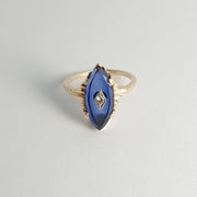 Estate Imitation Sapphire & Diamond Ring