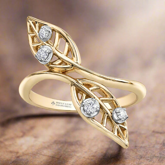 Canadian Diamond Willow Leaf Ring