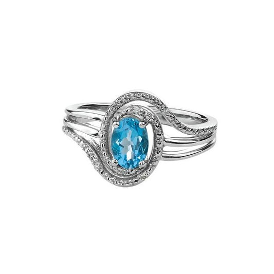 Silver & Genuine Gemstone Ring