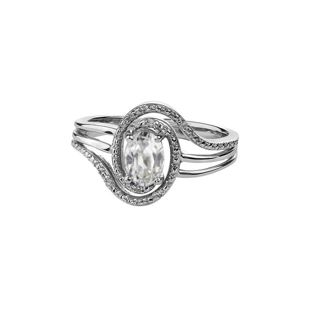 Silver & Genuine Gemstone Ring