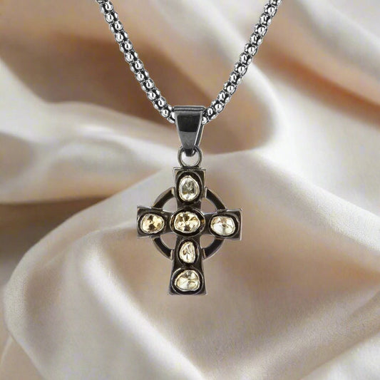 Celtic Cross with Rough Cut Diamonds